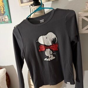 Peanuts Long Sleeve Shirt - Charcoal with Red Snoopy